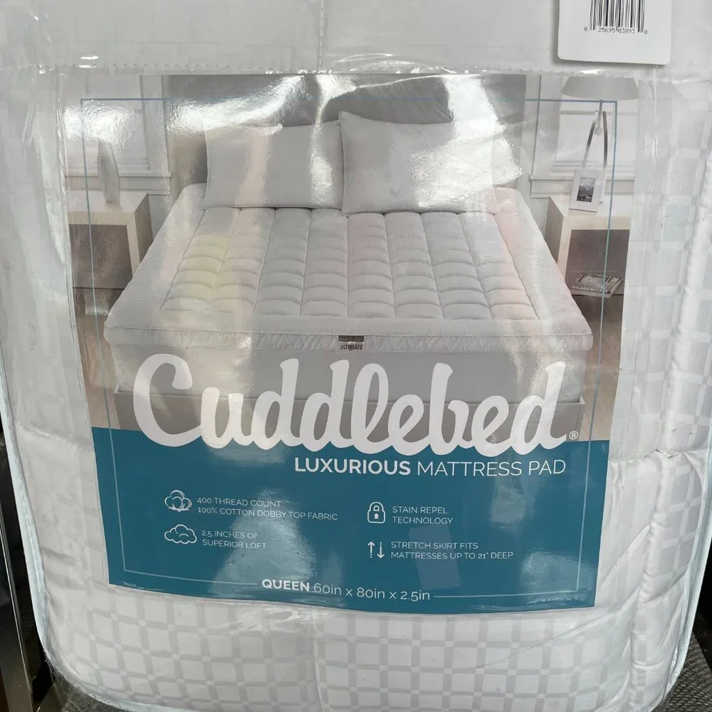 Cuddlebed Luxurious Mattress Pad, Queen, White, NWT